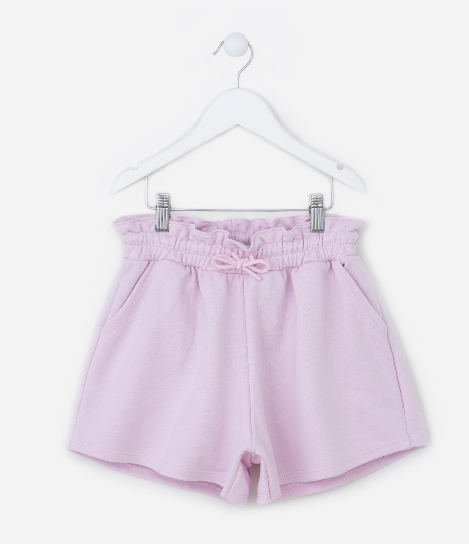 Short Clochard Infantil em Moletinho com Bolso - Tam 5 a 14 Anos Rosa 1