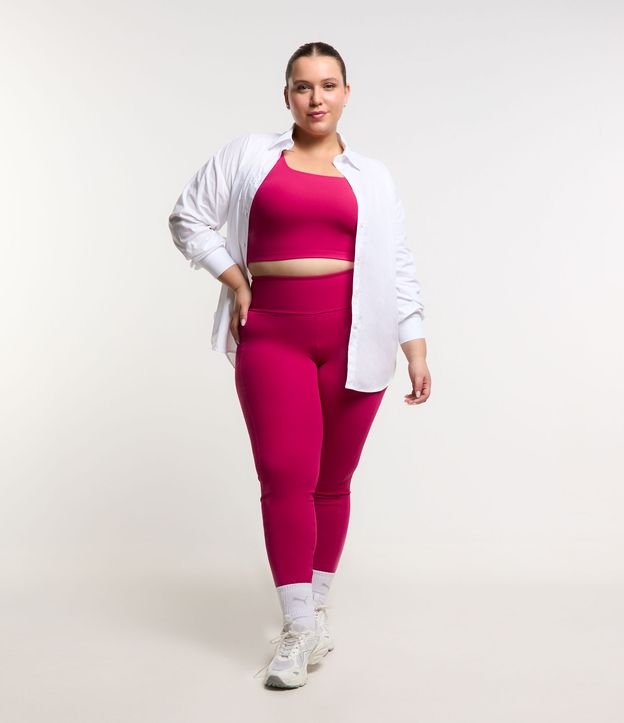 Calça Legging Esportiva em Interlock com Cós Alto Curve e Plus Size