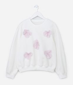 Blusão Infantil Quentinho com Aplicação de Flores - Tam 5 a 14 Anos