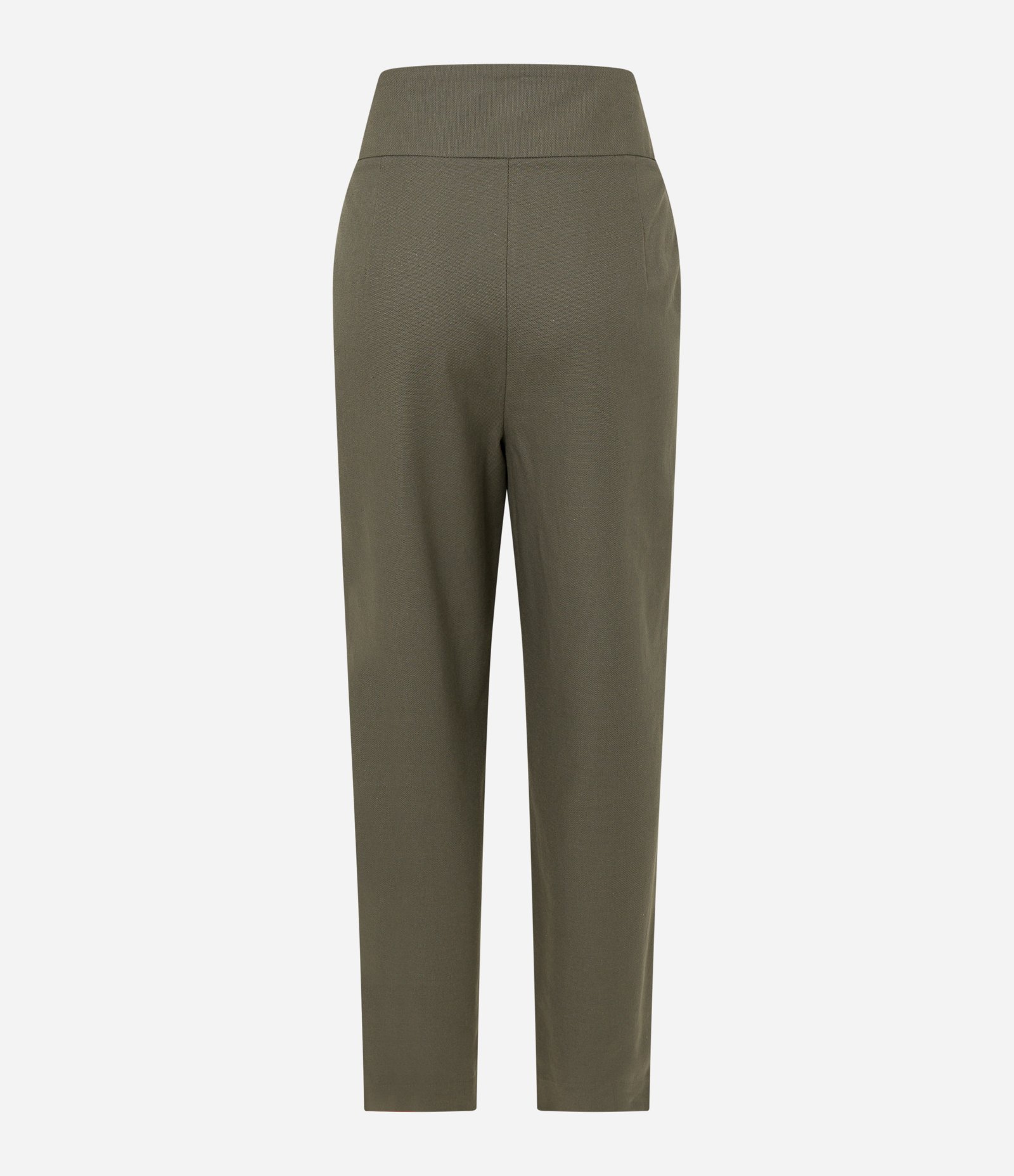 Calça Cenoura em Sarja com Recortes no Cós e Pregas Verde 6