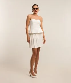 Saia em Viscose com Pregas e Detalhes em Fio Metalizado