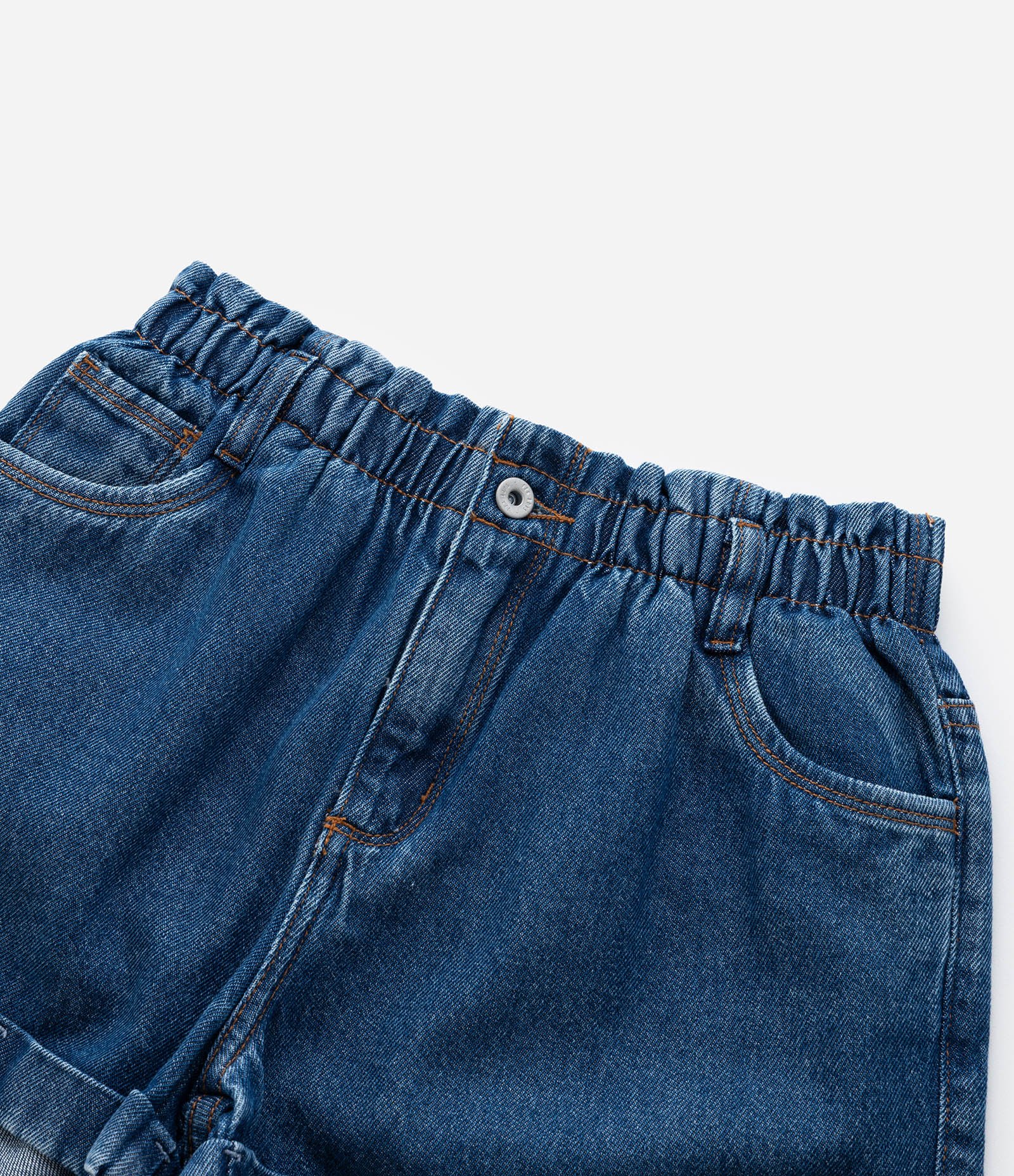 Short Clochard Infantil em Jeans com Barra Dobrada - Tam 5 a 14 Anos Azul Escuro 5