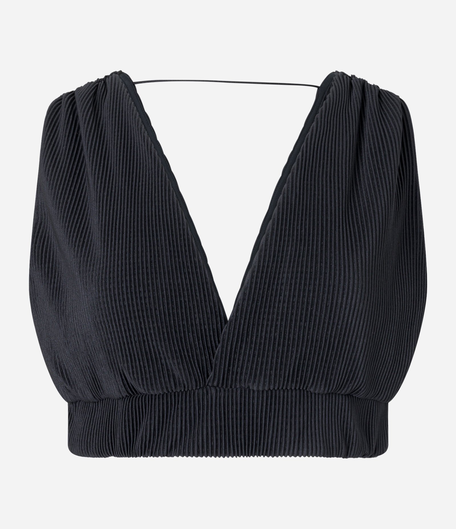 Blusa Cropped com Alças Largas e Elástico na Cintura Preto 4