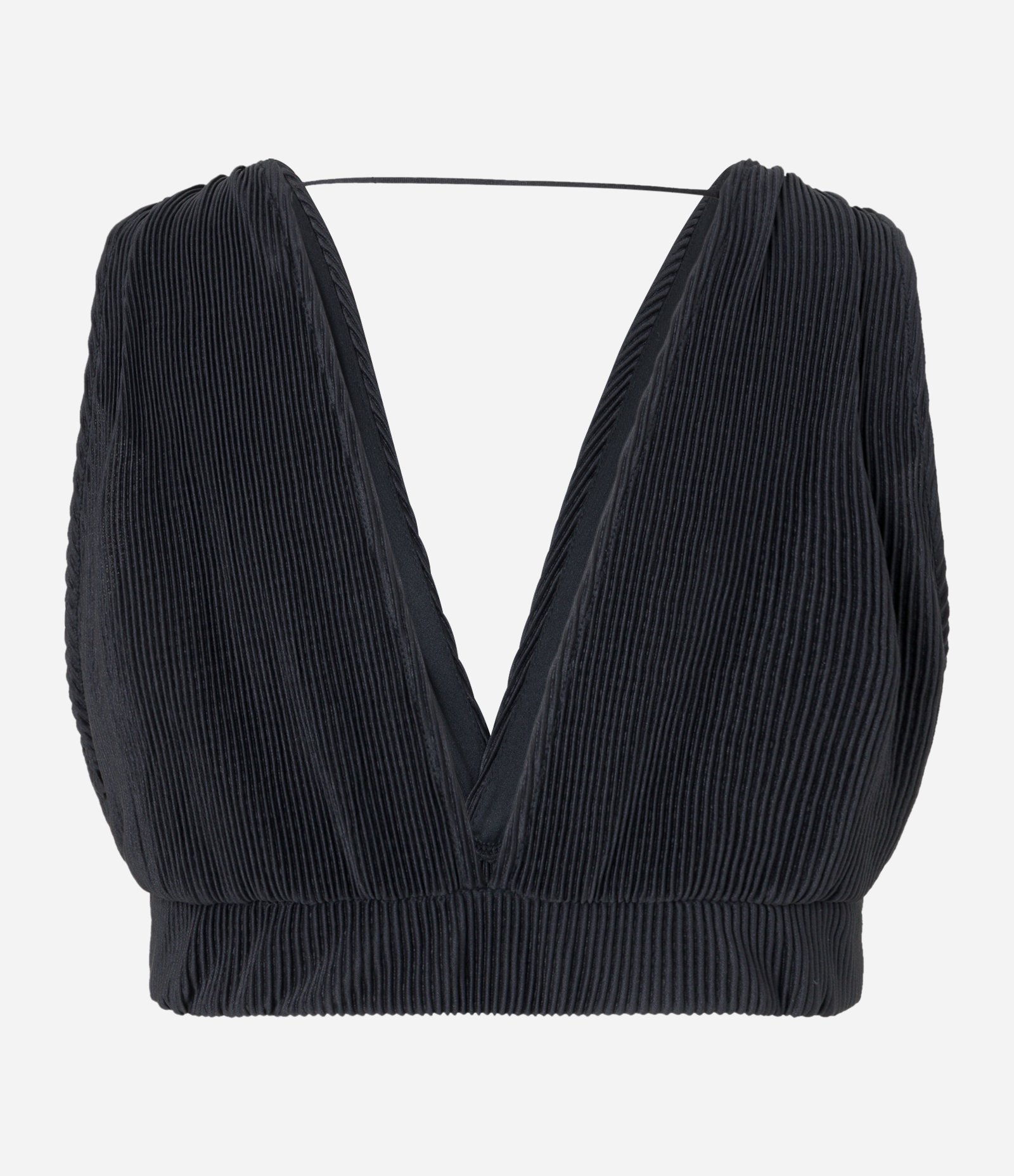 Blusa Cropped com Alças Largas e Elástico na Cintura Preto 6