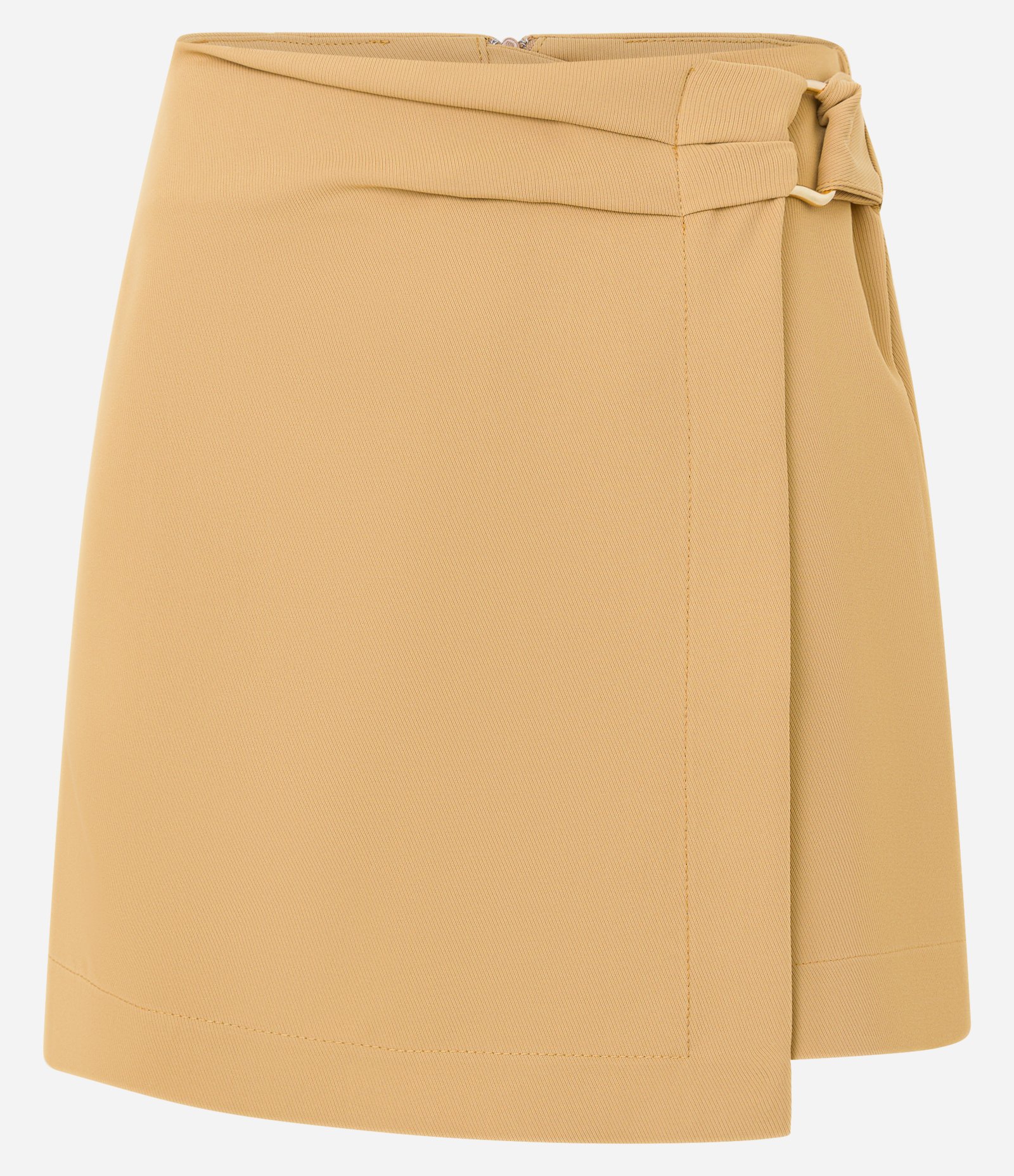 Short Saia Alfaiatado com Transpasse e Fivela Lateral Bege 5