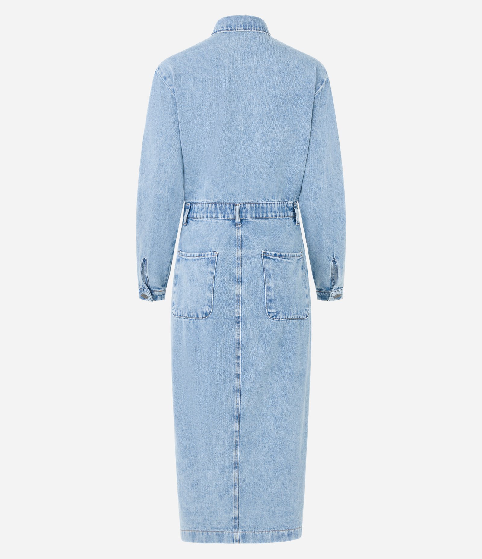 Vestido Reto Midi Jeans com Abotoamento Total Frontal Azul 8