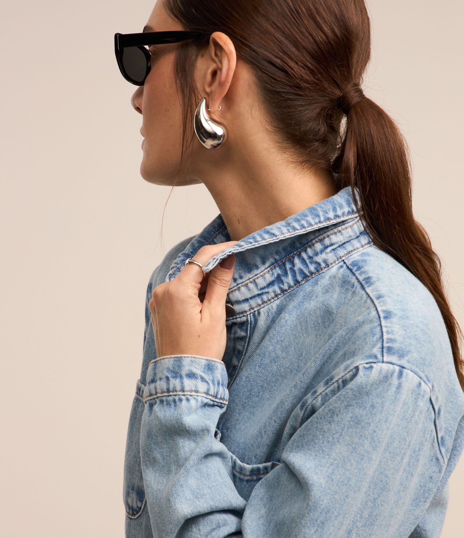 Vestido Reto Midi Jeans com Abotoamento Total Frontal Azul 5