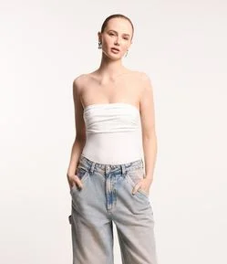 Body Tomara que Caia em Jersey com Busto Duplo Franzido