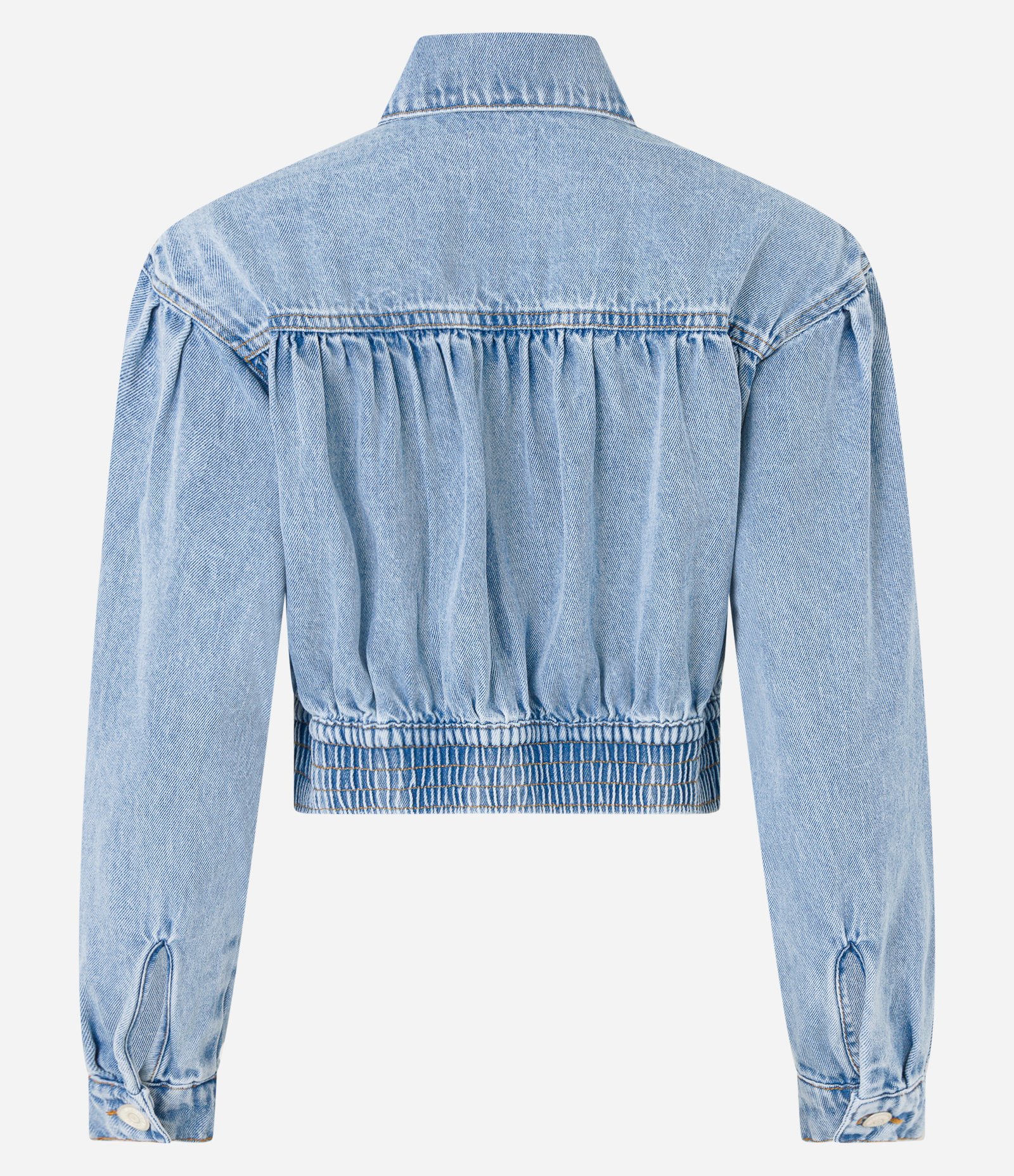Jaqueta Cropped Jeans com Barra Ajustada e Bolso com Lapela Azul 6