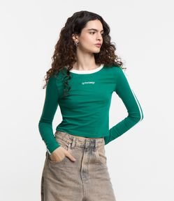Blusa Cropped em Algodão com Bordado La Vita é Bella