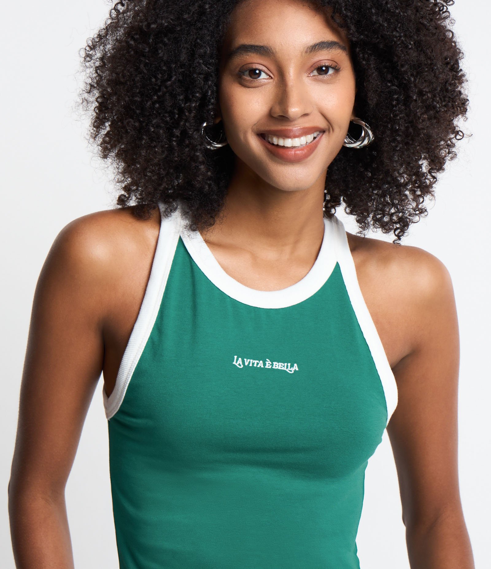 Regata em Algodão com Bordado La Vita é Bella Verde 4