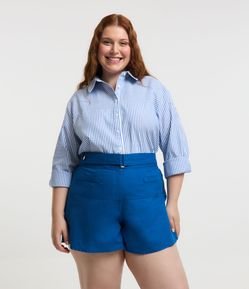 Camisa em Ana Ruga Listrada Curve & Plus Size