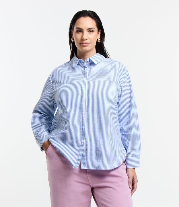 Camisa em Ana Ruga Listrada Curve & Plus Size