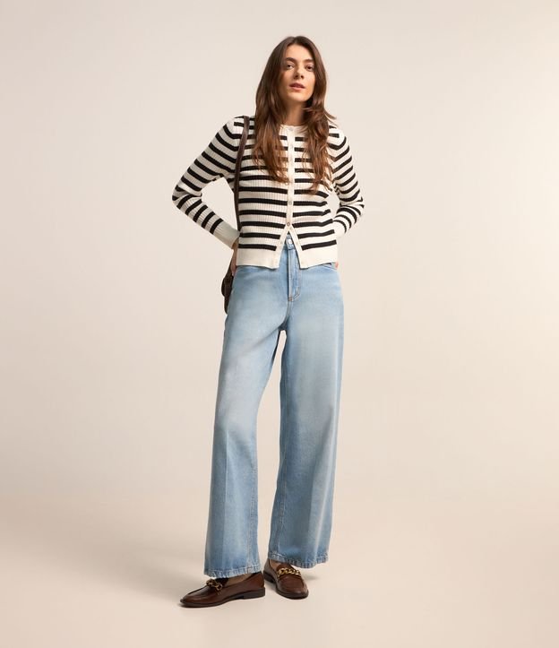 Calça Wide Leg em Jeans com Bolsos