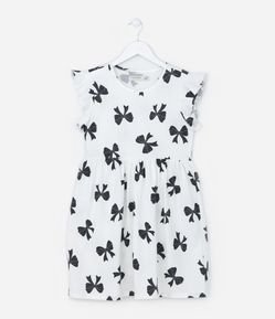 Vestido Infantil em Algodão com Estampa de Laços - Tam 5 A 14 Anos