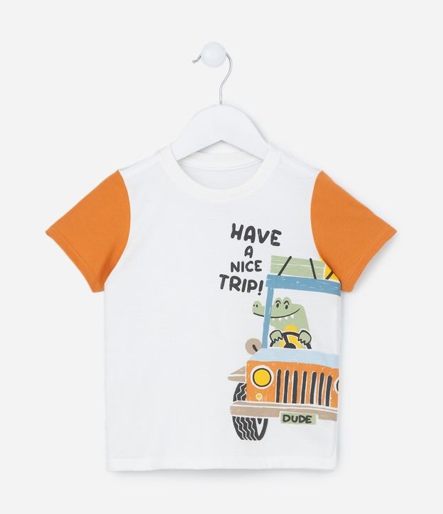 Camiseta Infantil em Algodão Estampa Jacaré Piloto - Tam 1 a 5 anos