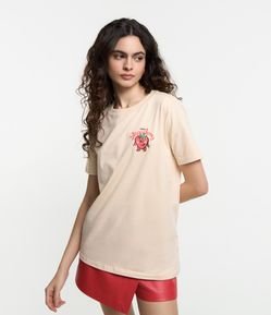 Camiseta Alongada em Algodão com Estampa Frente e Costas Morango