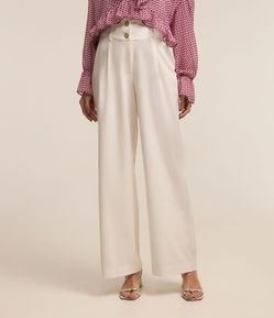 Calça Wide Leg em Alfaiataria com Botões no Cós