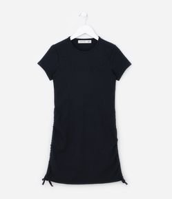 Vestido Infantil Canelado Brilhos e Ajuste Lateral - Tam 5 a 14 Anos