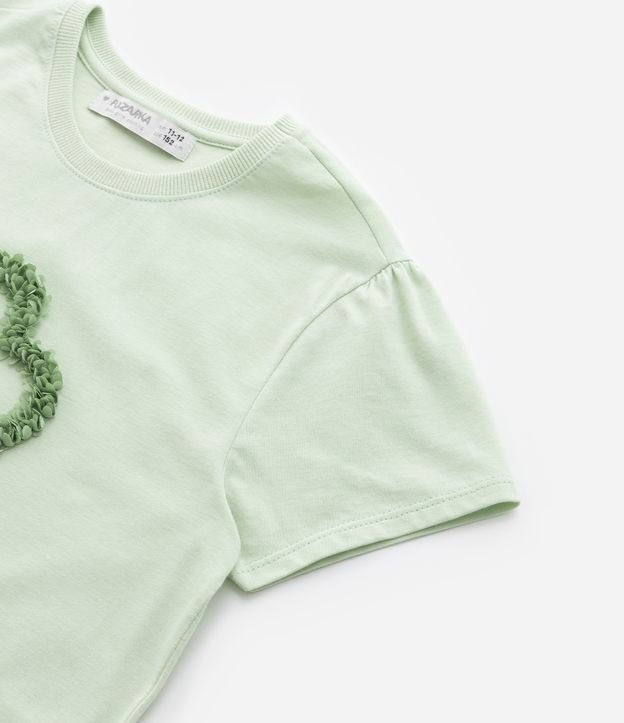 Blusa Infantil em Algodão com Bordado em Organza - Tam 5 a 14 Anos Verde 4