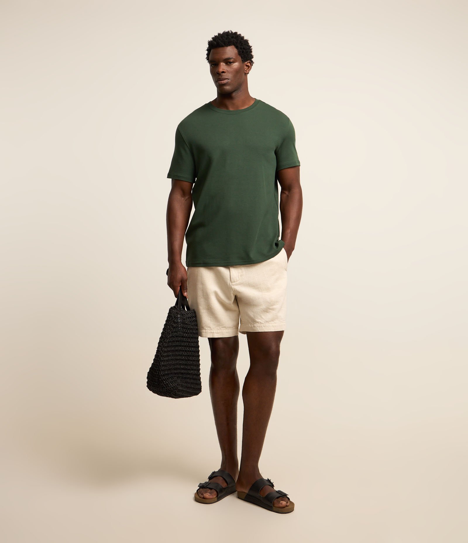 Camiseta Regular em Algodão com Gola Redonda Verde Escuro 2