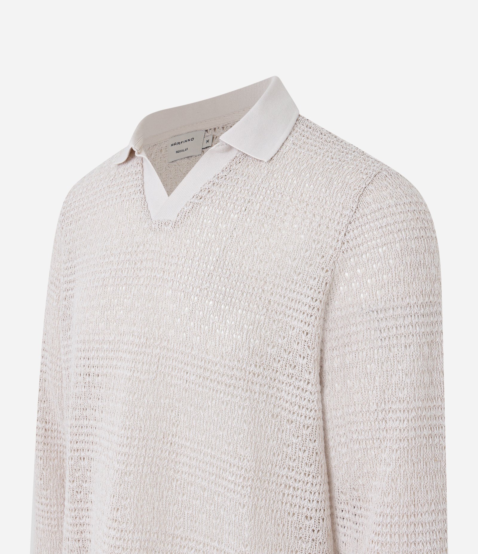 Camisa Regular em Textura e Gola Polo Bege 8