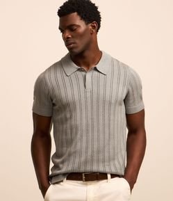 Camisa Polo Regular em Algodão com Textura Retilínea