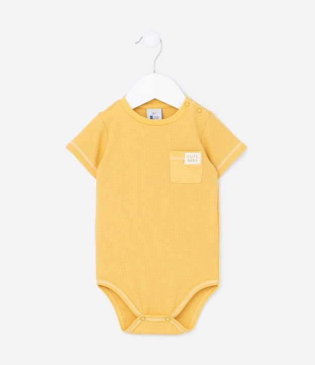 Body Infantil Texturizado com Bolsinho - Tam 0 a 18 meses