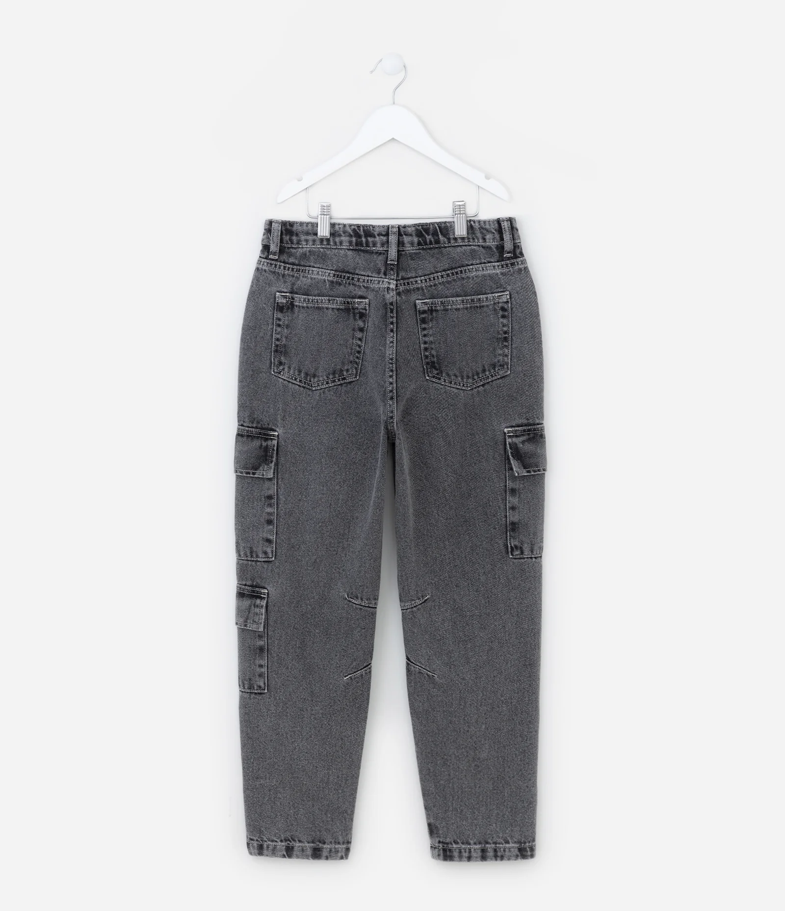 Calça Slouchy Infantil em Jeans com Bolso Cargo - Tam 5 a 14 anos Preto Estonado 2