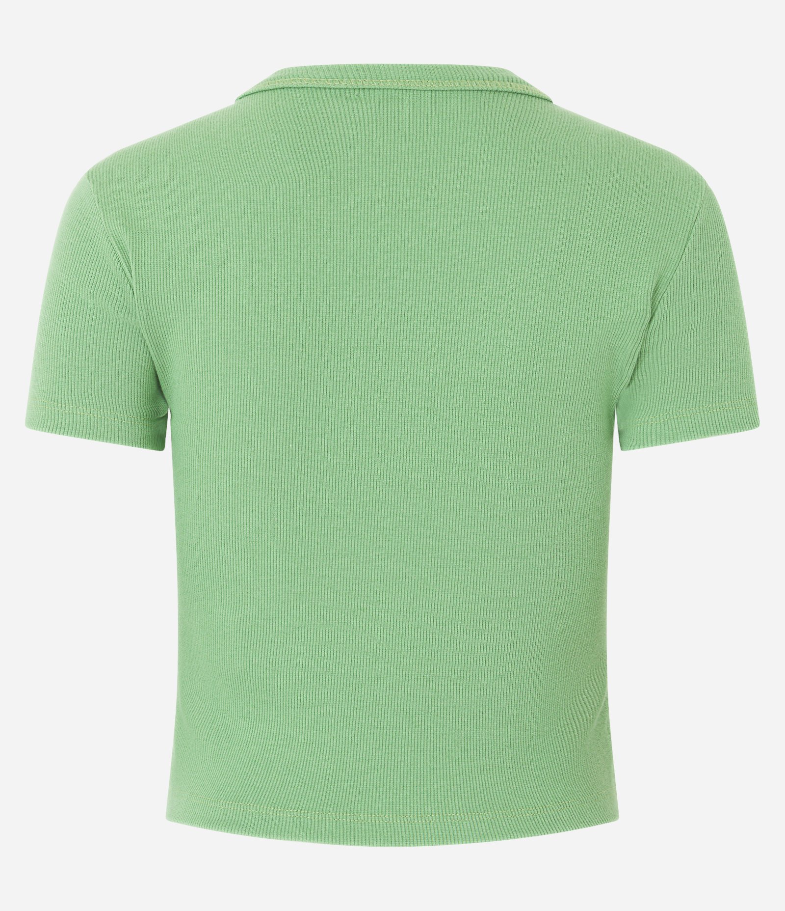 Blusa Canelada em Ribana com Manga Curta Verde Médio 7