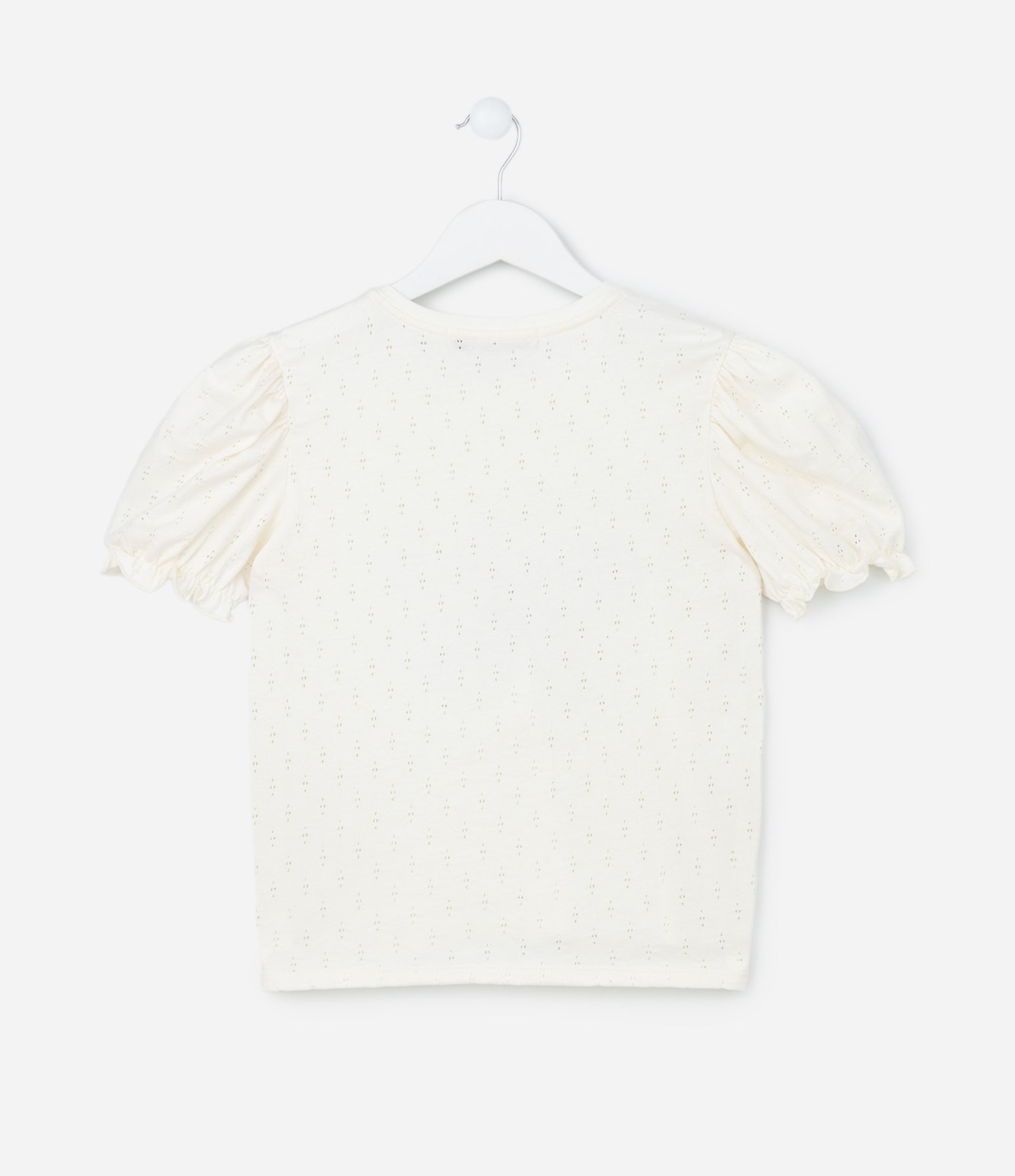 Blusa Infantil Texturizada com Bordado de Flor - Tam 5 a 14 Anos Off White 2