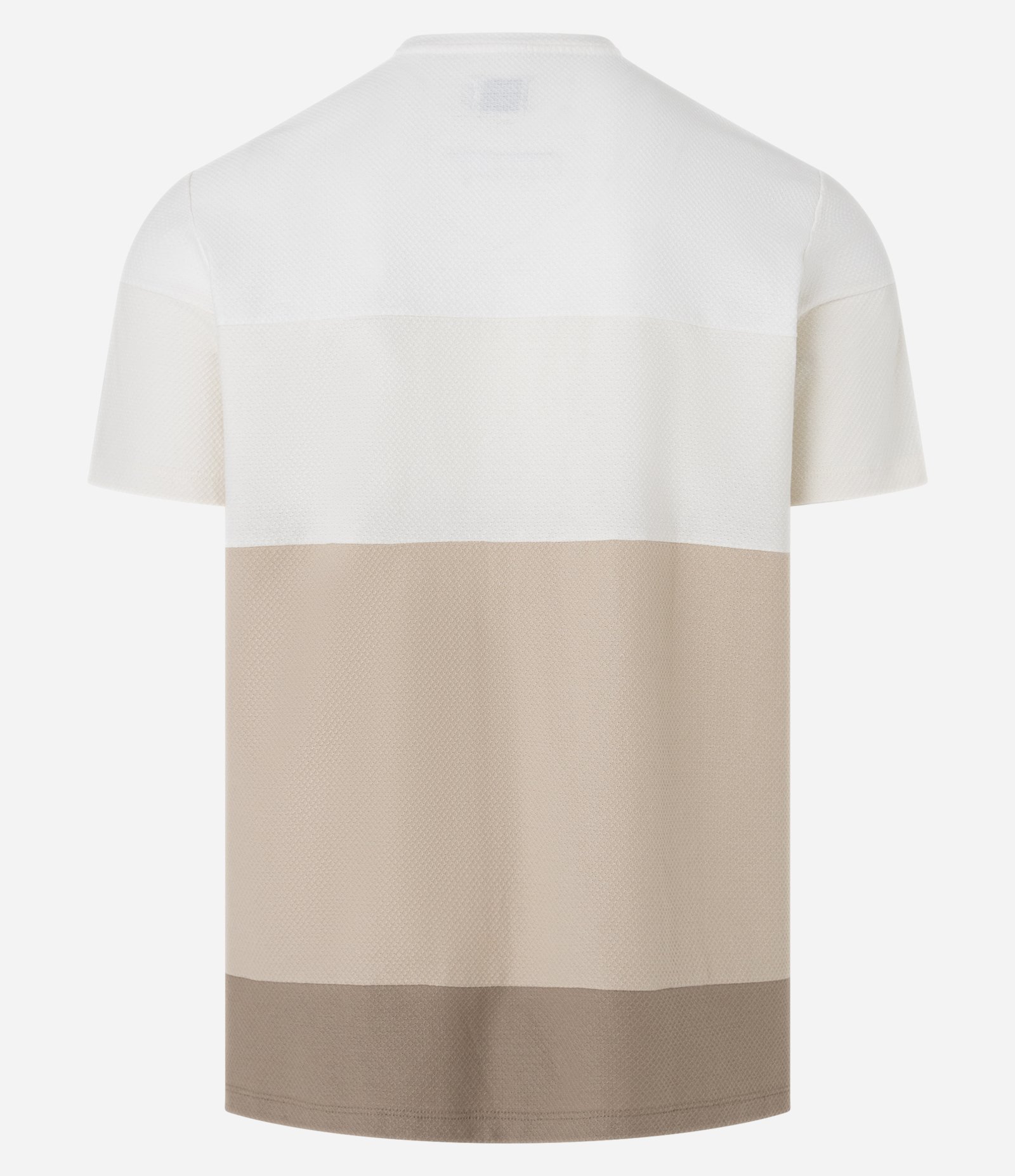 Camiseta Regular em Algodão Estampa Bloco de Cores com Textura Branco/Bege 3