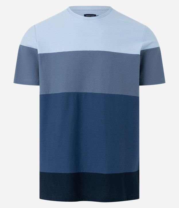 Camiseta Regular em Algodão Estampa Bloco de Cores com Textura
