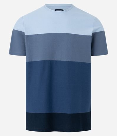 Camiseta Regular em Algodão Estampa Bloco de Cores com Textura Menor preço em Camiseta Regular em Algodão Estampa Bloco de Cores com Textura