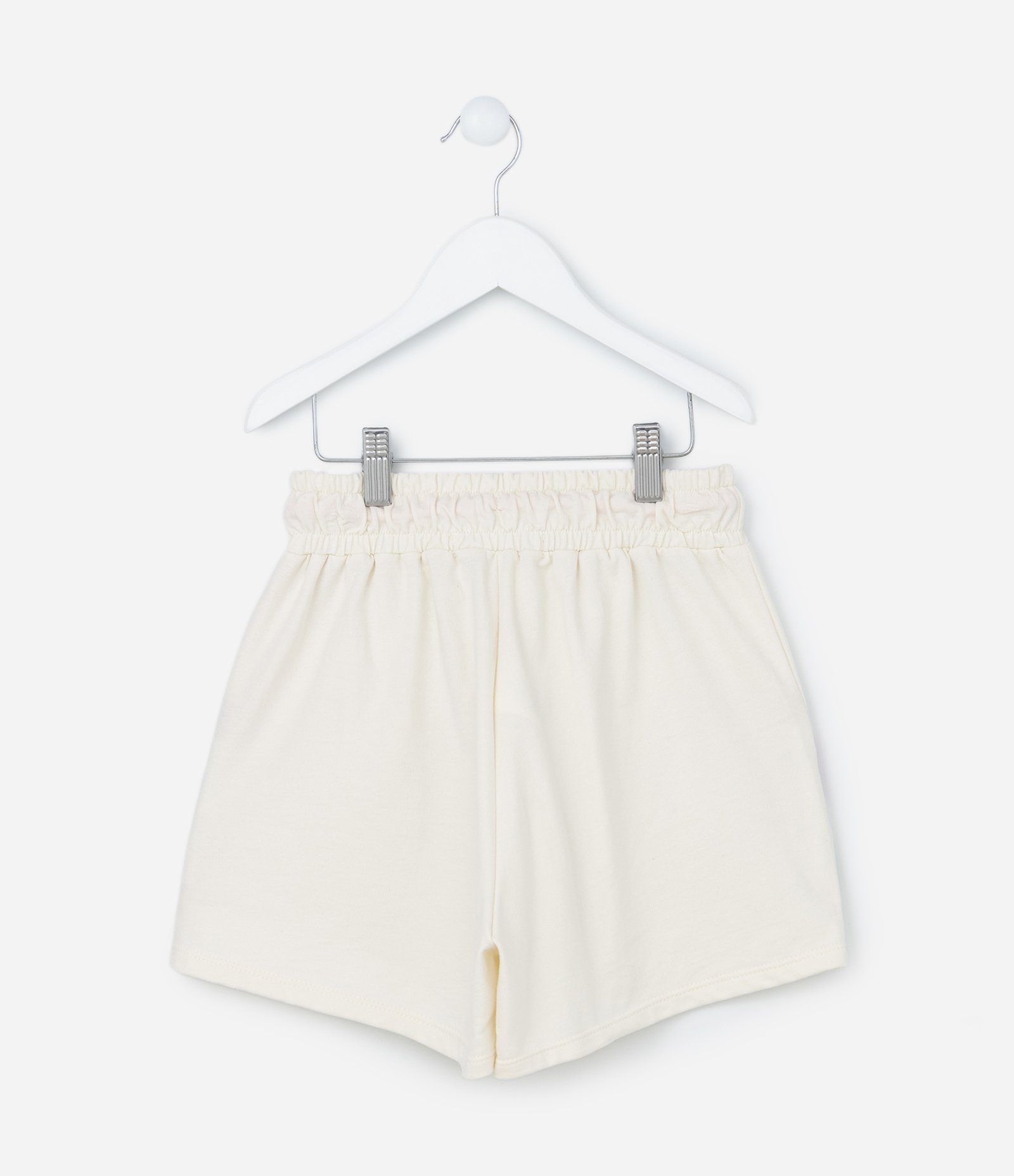 Short Infantil em Moletom com Estampa de Flores e Paetês - Tam 5 a 14 Anos Off White 2