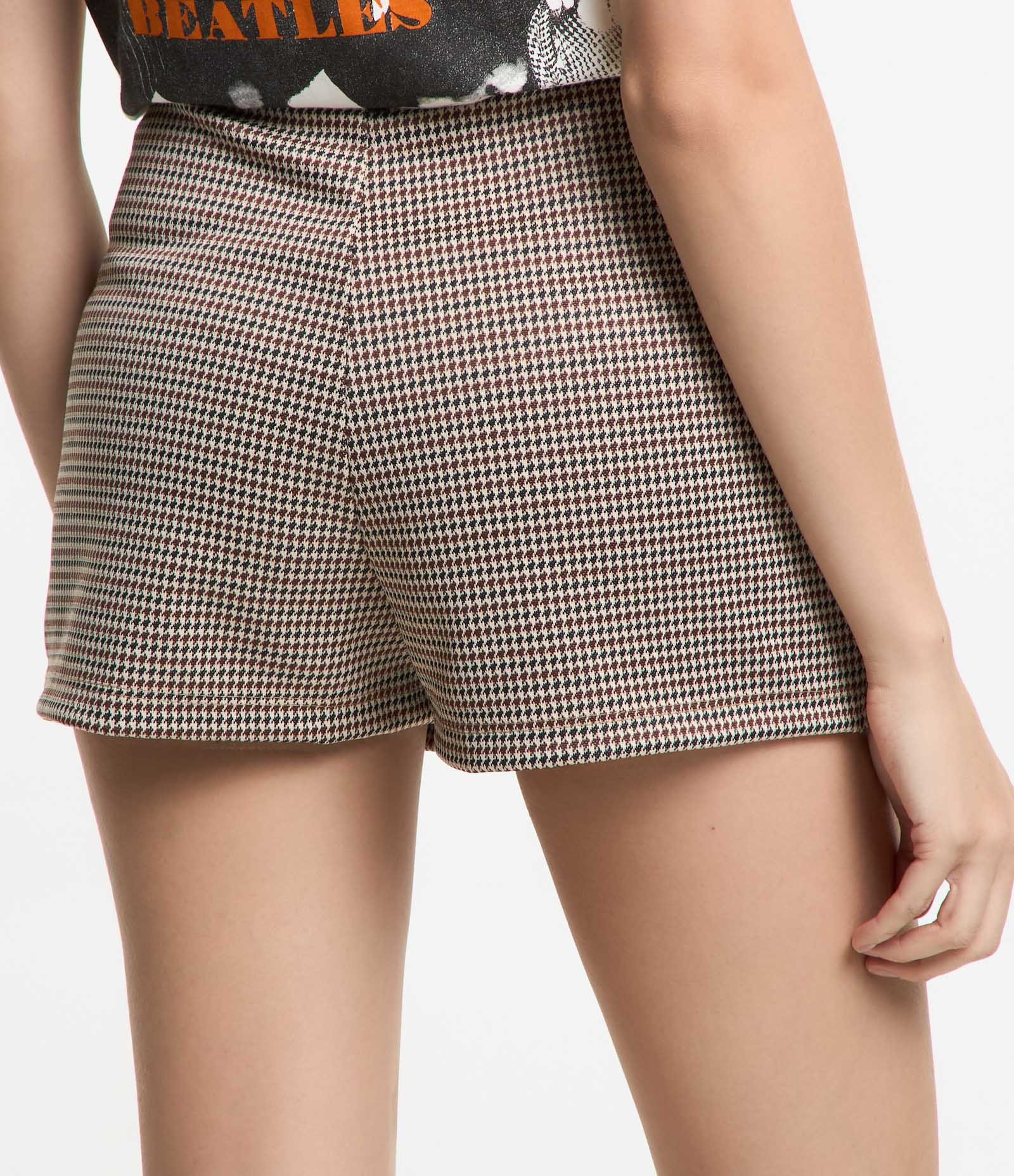 Short Saia Jacquard com Fenda e Bolso Embutidos Bege 3