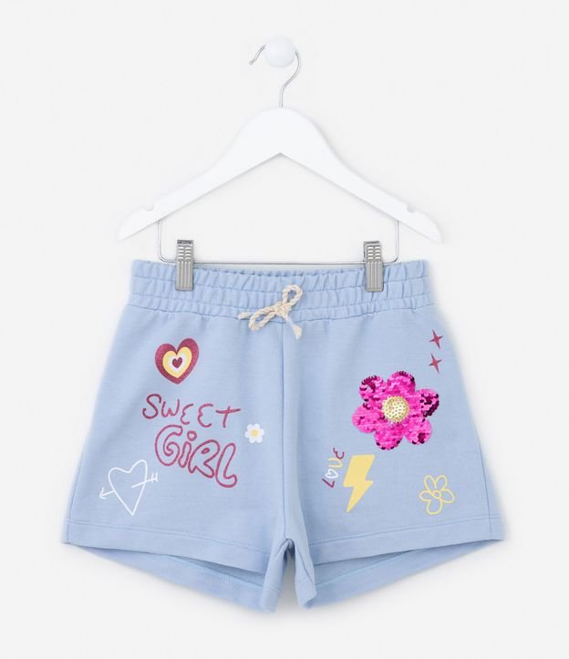 Short Clochard Infantil em Moletom Estampa Doodles - Tam 5 a 14 anos