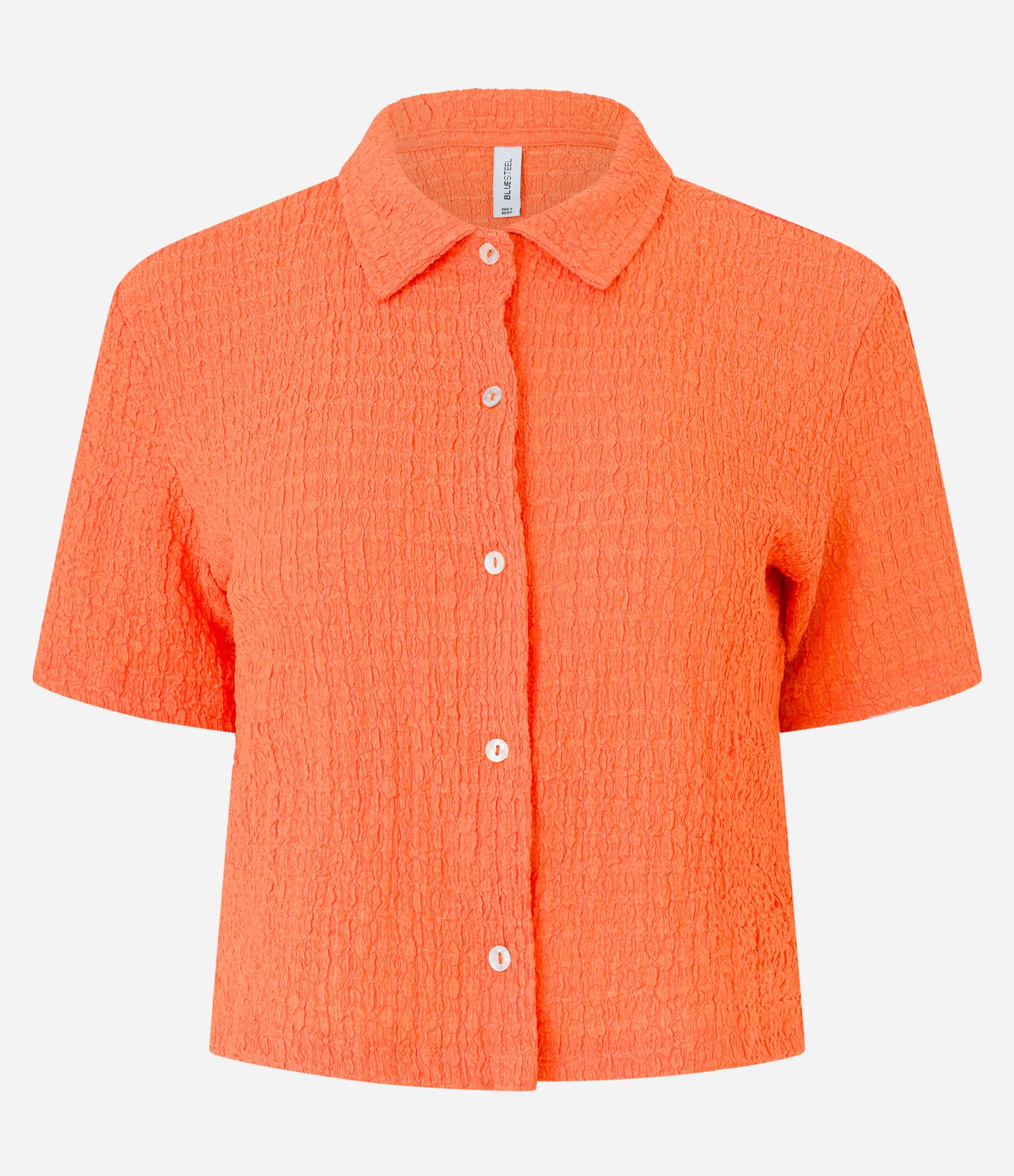 Camisa Texturizada com Gola Polo Laranja 3