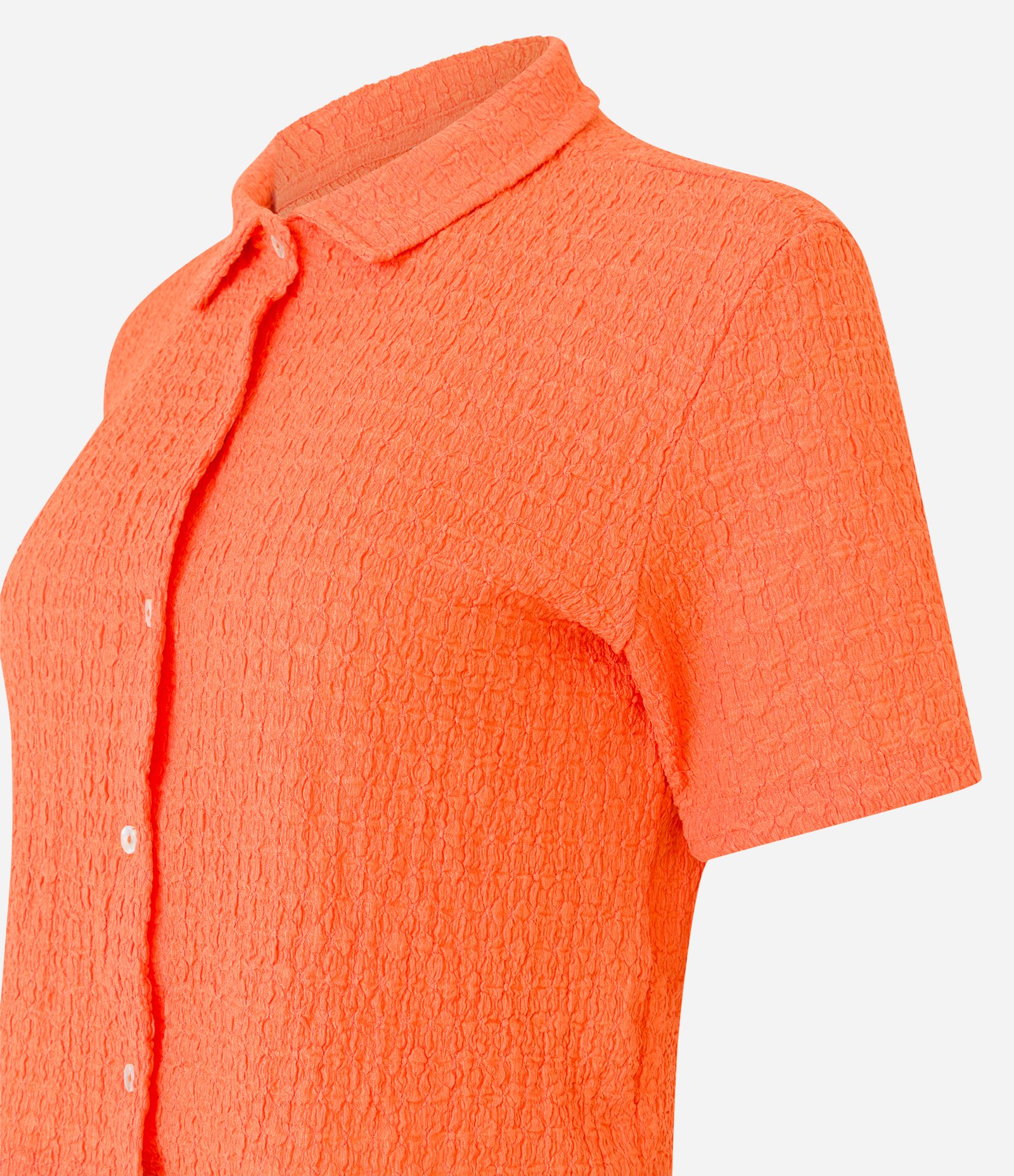Camisa Texturizada com Gola Polo Laranja 4