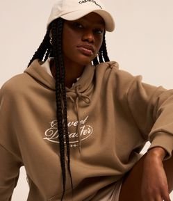 Blusão em Moletom Forro Fleece e Lettering Frente e Costas