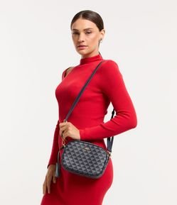 Bolsa Transversal em PU com Estampa de Triângulo