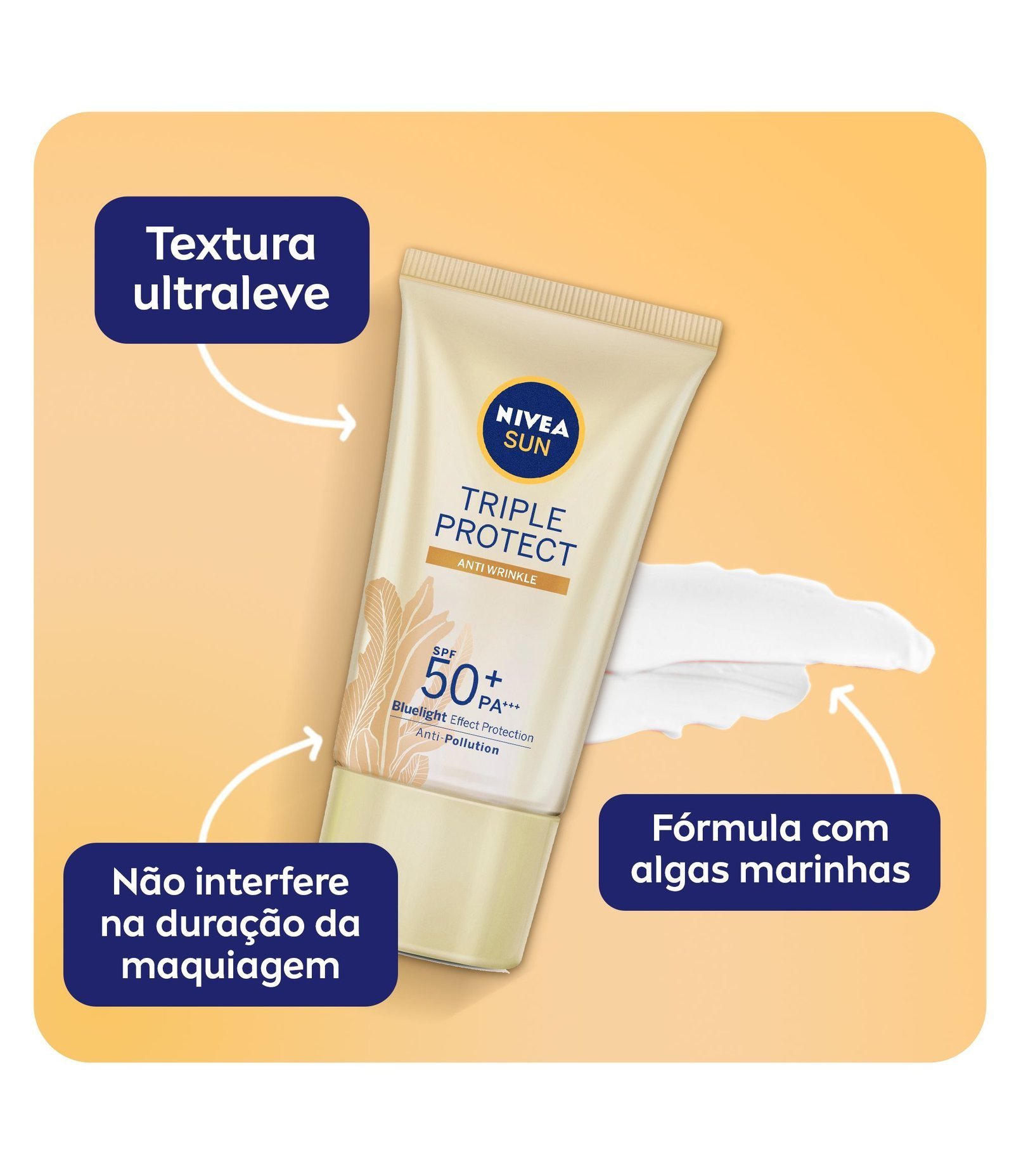 Protetor Solar Facial Tripla Proteção Loção Antissinais FPS 50 Nivea Sun 40ml 3