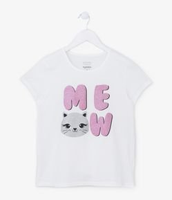 Blusa Infantil com Estampa de Gatinho Meow - Tam 5 A 14 Anos