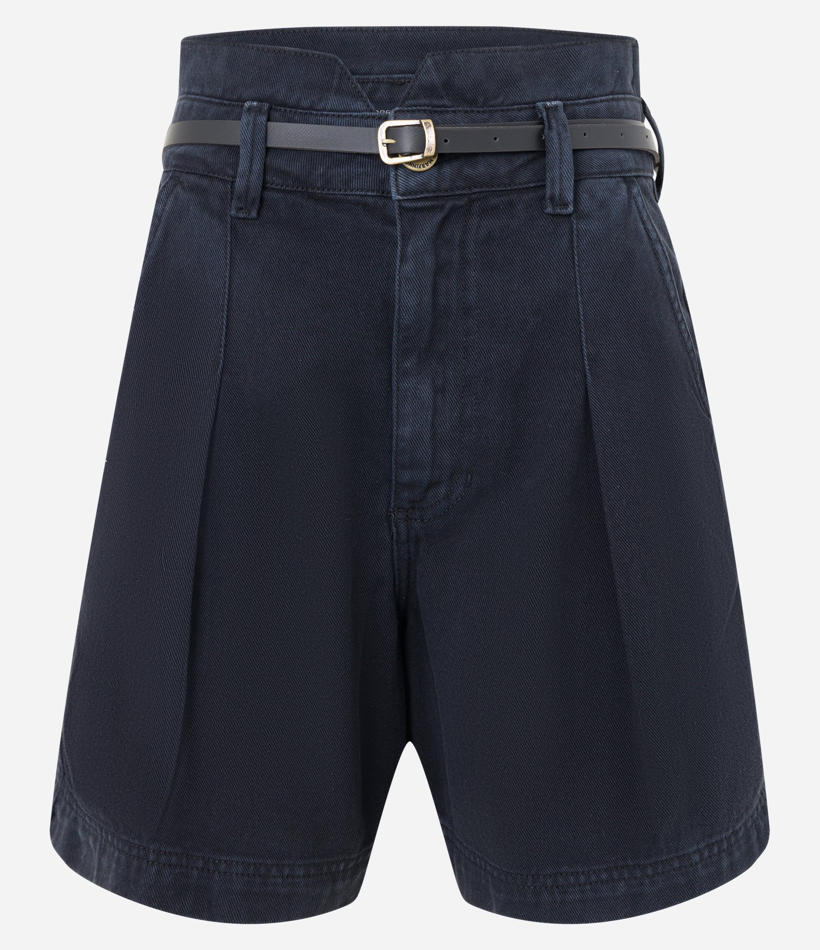 Bermuda em Sarja com Cinto Afivelado e Pregas Preto 6