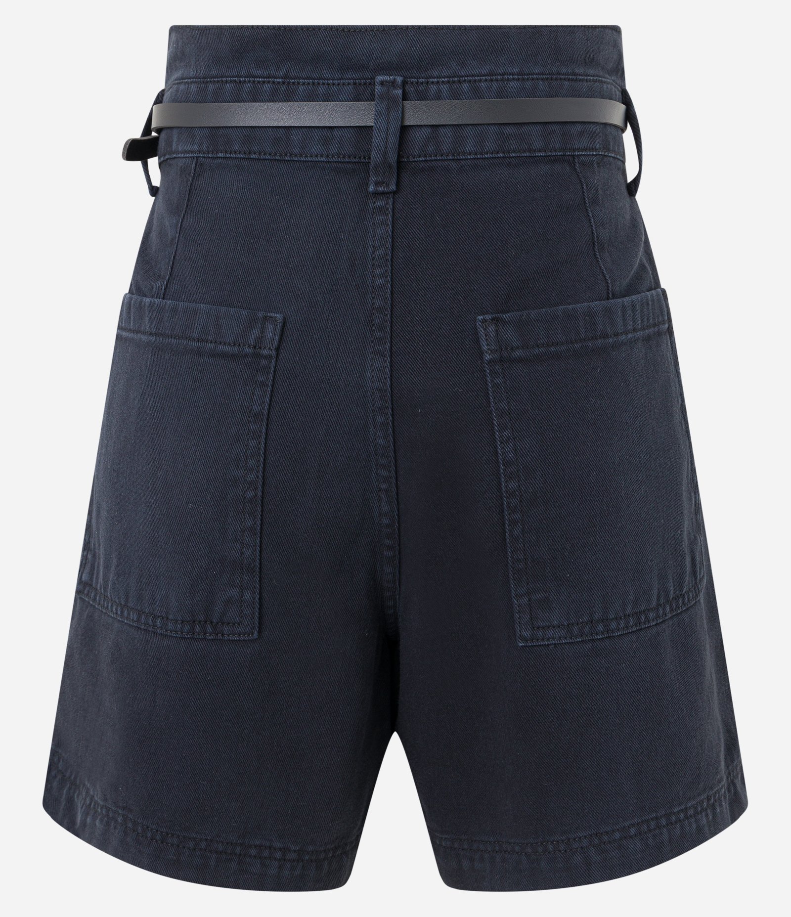 Bermuda em Sarja com Cinto Afivelado e Pregas Preto 7