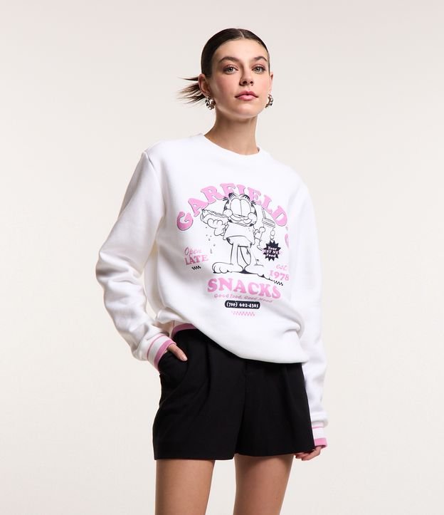 Blusão em Moletom com Forro Fleece e Estampa Garfield