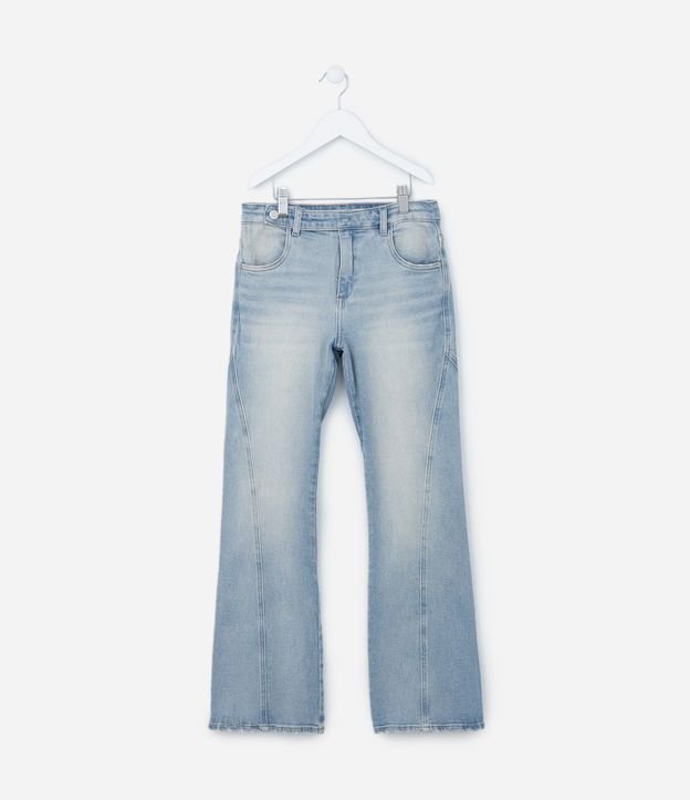 Calça Flare Infantil em Jeans com Cós Diferenciado - Tam 5 a 14 Anos