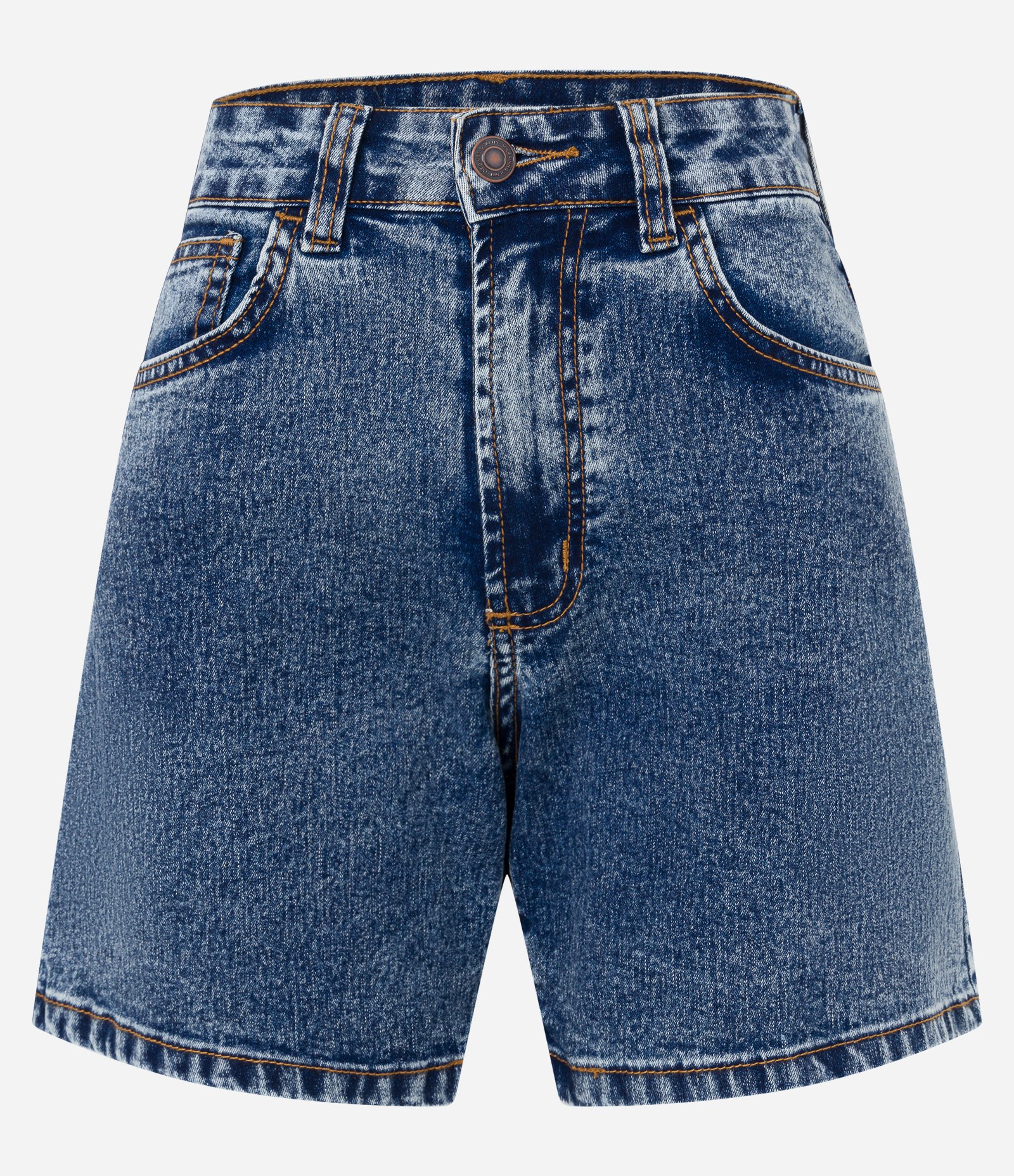 Short Comfort Cintura Alta Em Jeans Marmorizdo Azul