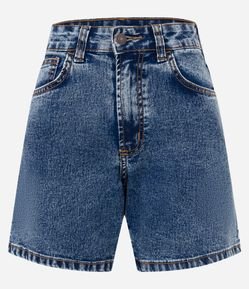 Short Comfort Cintura Alta em Jeans Marmorizdo