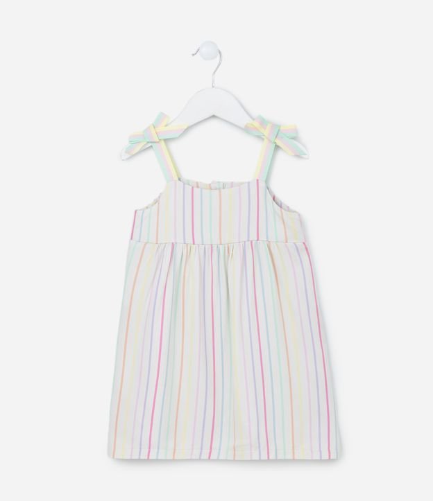 Vestido Infantil com Estampa Listras e Laço no Ombro - Tam 1 a 5 Anos